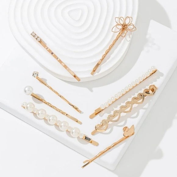 FAUX PEARL FLORAL DECOR HAIR BOBBY PIN SET - Picture 2 of 3